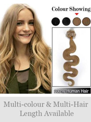 Cercle Micro Extensions de Cheveux Cheveux Humains Blonde Ondulé