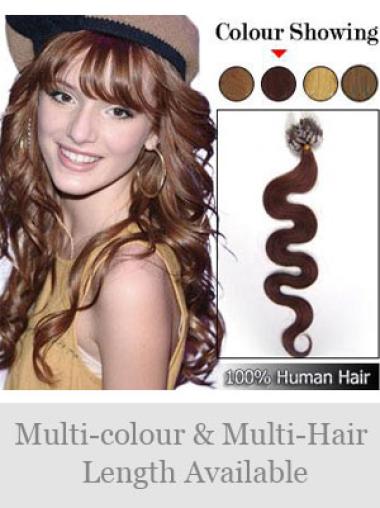 Cercle Micro Extensions de Cheveux Cheveux Humains Auburn Ondulé