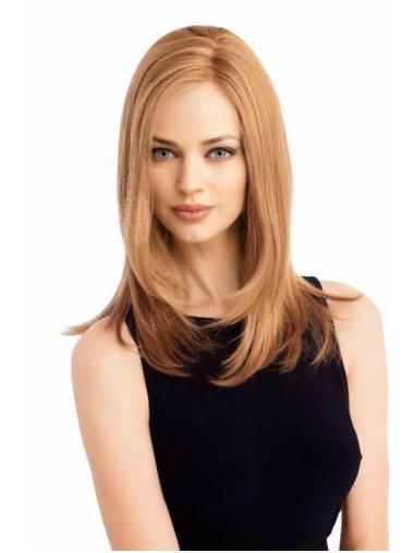 Cheveux Synthétique Sans Frange Blonde Lisse Le moins cher Perruques 100% Fait à la Main