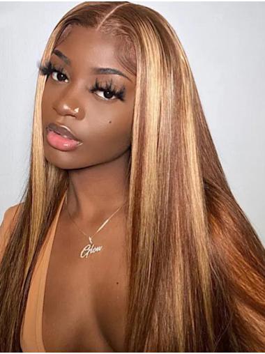 Perruques Afro-Americaines 22" Lisse Blonde Cheveux Naturels