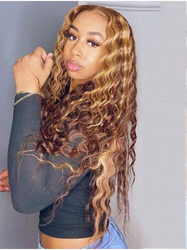 Perruques Afro-Americaines 24" Ondulé Blonde Cheveux Naturels