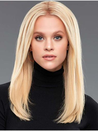 Perruques Longues Lisse Blonde Cheveux Synthétique Sans Frange 16"