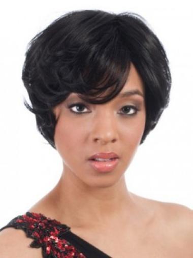 Perruques Afro-Americaines Haute Qualité Noir 6" Lisse