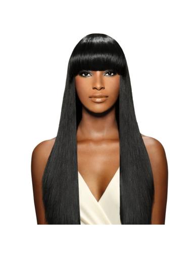 Perruques Afro-Americaines Flexible Noir Longue Lisse