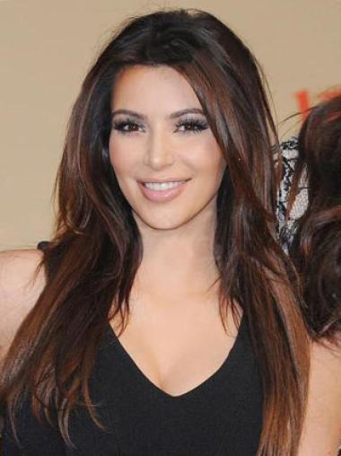 Perruques Kim Kardashian Longue Auburn Full Lace Confortable