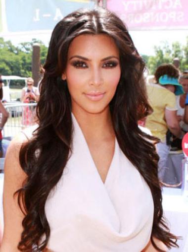 Perruques Kim Kardashian Longue Auburn Lace Front Durable