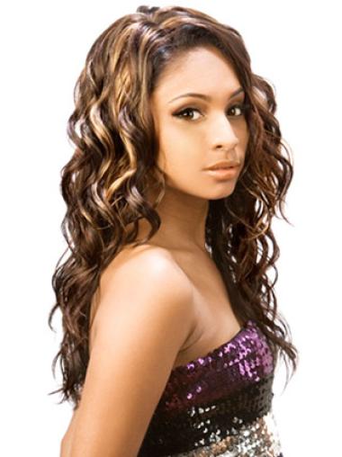 Perruques Afro-Americaines Parfaite Brune Longue Ondulé 