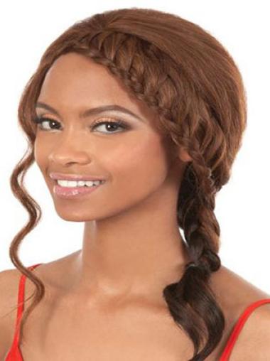 Perruques Afro-Americaines Soyeuse Brune Longueur d'Epaules Ondulé 