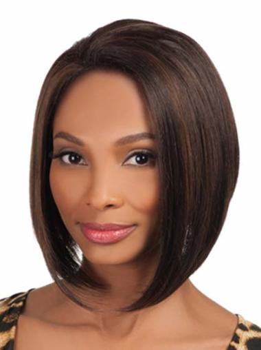 Perruques Afro-Americaines Populaire Brune 10" Lisse