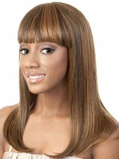 Perruques Afro-Americaines Convenable Brune 14" Lisse