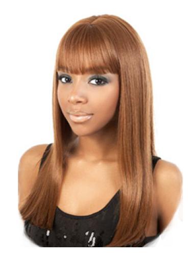 Perruques Afro-Americaines Haute Qualité Brune Longue Lisse