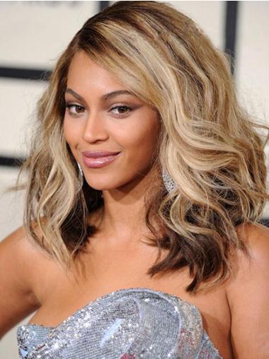 Perruques Beyoncé Naturelle Blonde Longueur d'Epaules Ondulé 