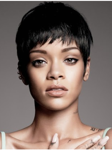 Perruques Rihanna Pixie 3" Noire Lisse Extra Courte