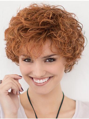 10" Bouclé Cheveux Synthétique Lace Front Cuivre Courte Multicouche Perruques