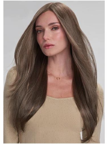 Brune Longue Lisse Mode Cheveux Synthétique Sans Frange Monofilament De Perruques