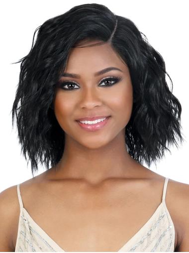 Cheveux Africains Longueur D’Epaule Lace Front Noire Cheveux Synthétique Naturel Ondulé