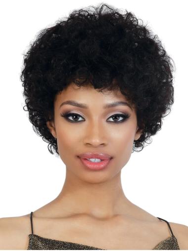 Cheveux Afro-Américains Courte Tresse Noire Cheveux Naturels Super Bouclé