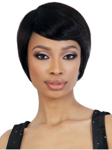 Perruque Afro-Américaine Courte Tresse Noire Cheveux Naturels Magnifique Lisse