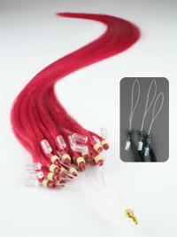 Cercle Micro Extensions de Cheveux Cheveux Humains Rouge Lisse