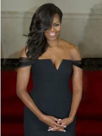Perruques Michelle Obama Sans Frange 16" 100% Fait à la main